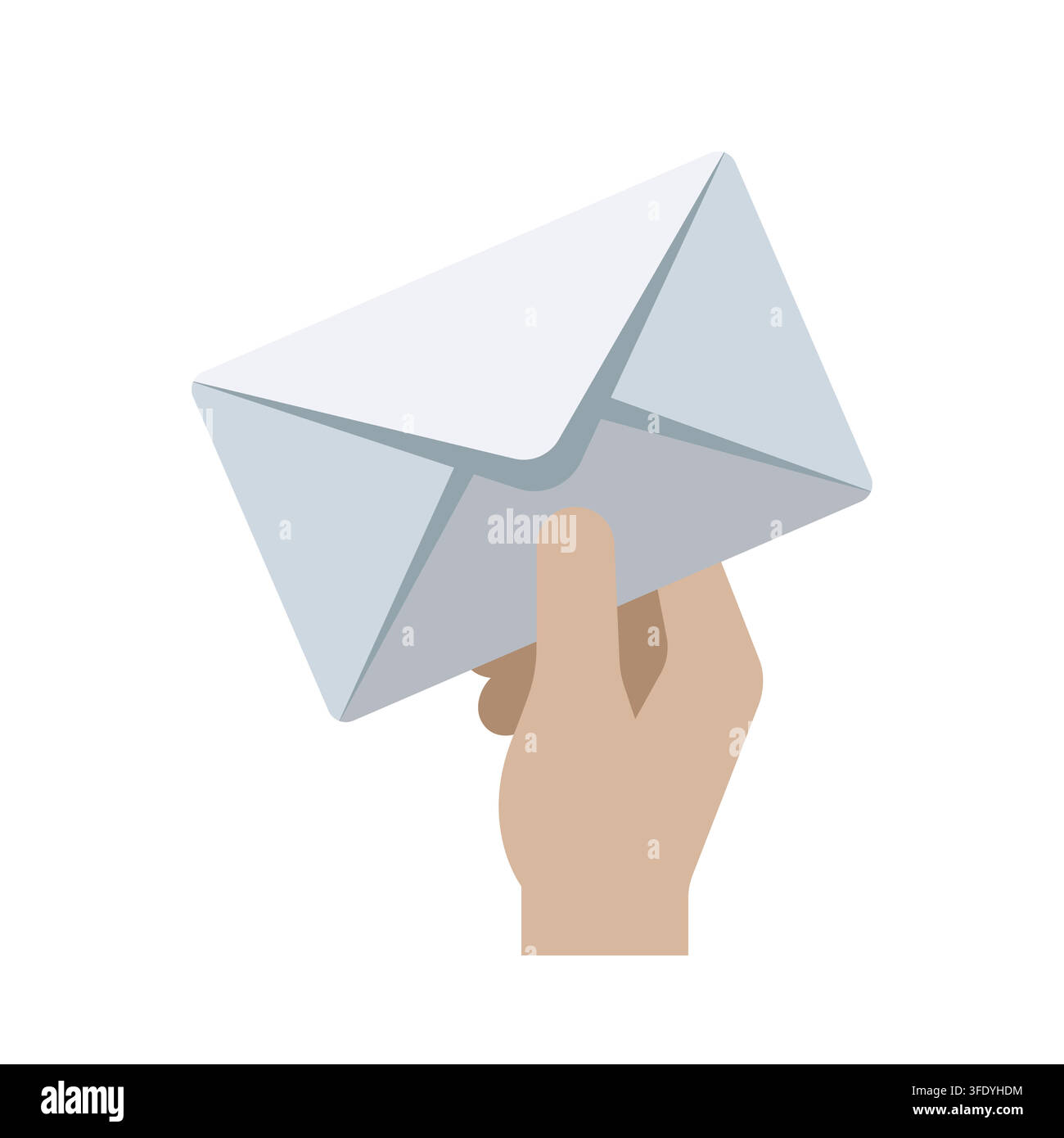 Hand Holding a White Paper Envelope for Mail Delivery and Communication Vector Illustration on white background isolated Stock Vector