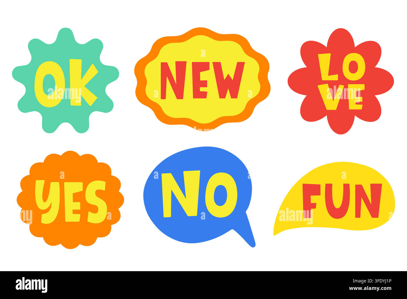 Comic Chat Sticker collection. Speech Clouds set Stock Vector
