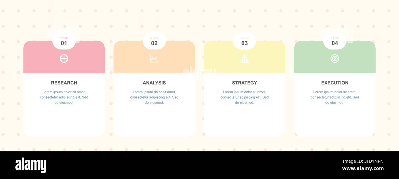 Business Strategy and Process Infographic with Numbered Workflow Elements Stock Vector