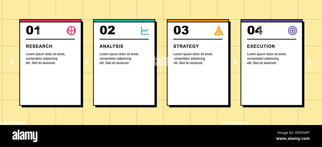 Four Step Business Process Infographic Template with Bold Modern Cards Stock Vector