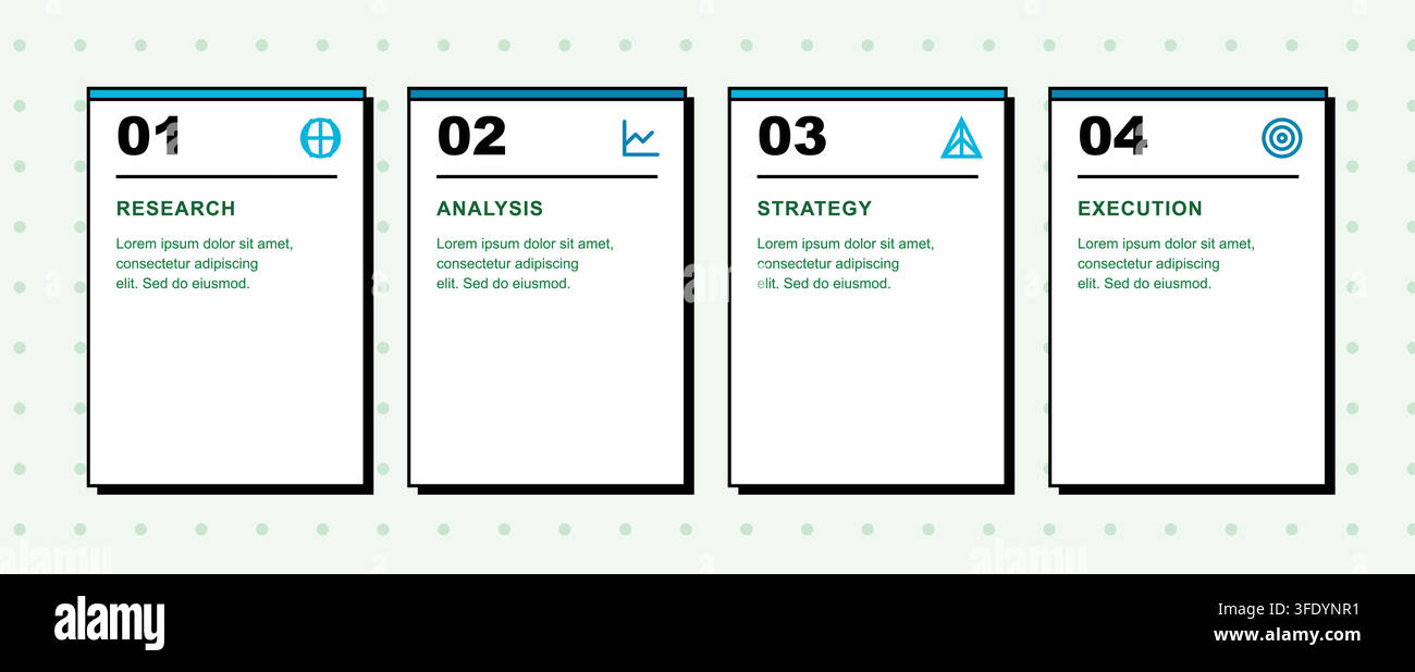 Four Step Business Process Infographic Template with Bold Modern Cards Stock Vector