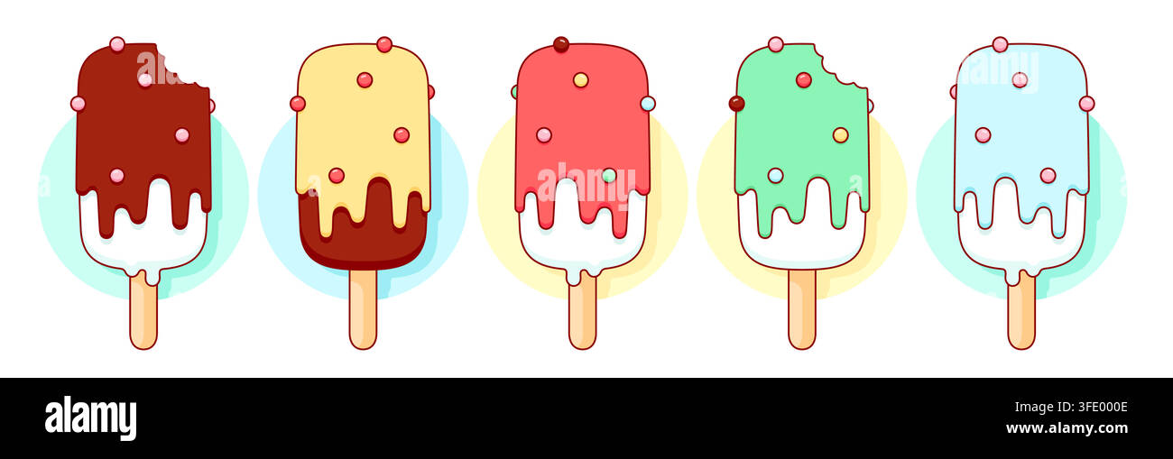 Ice cream scoop, popsicle set Stock Vector