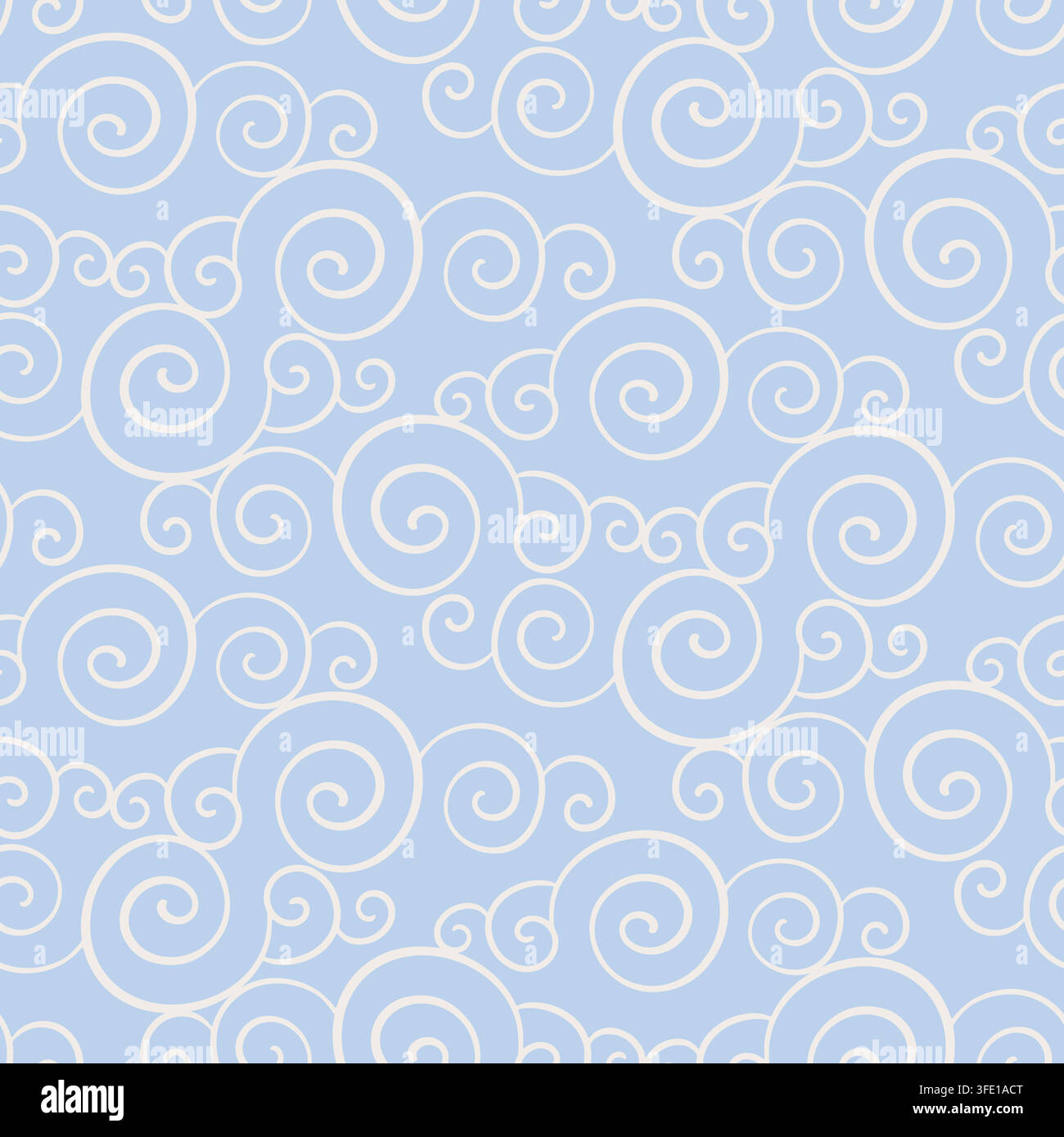 Seamless Asian pattern blue spiral cloud motifs Stock Vector