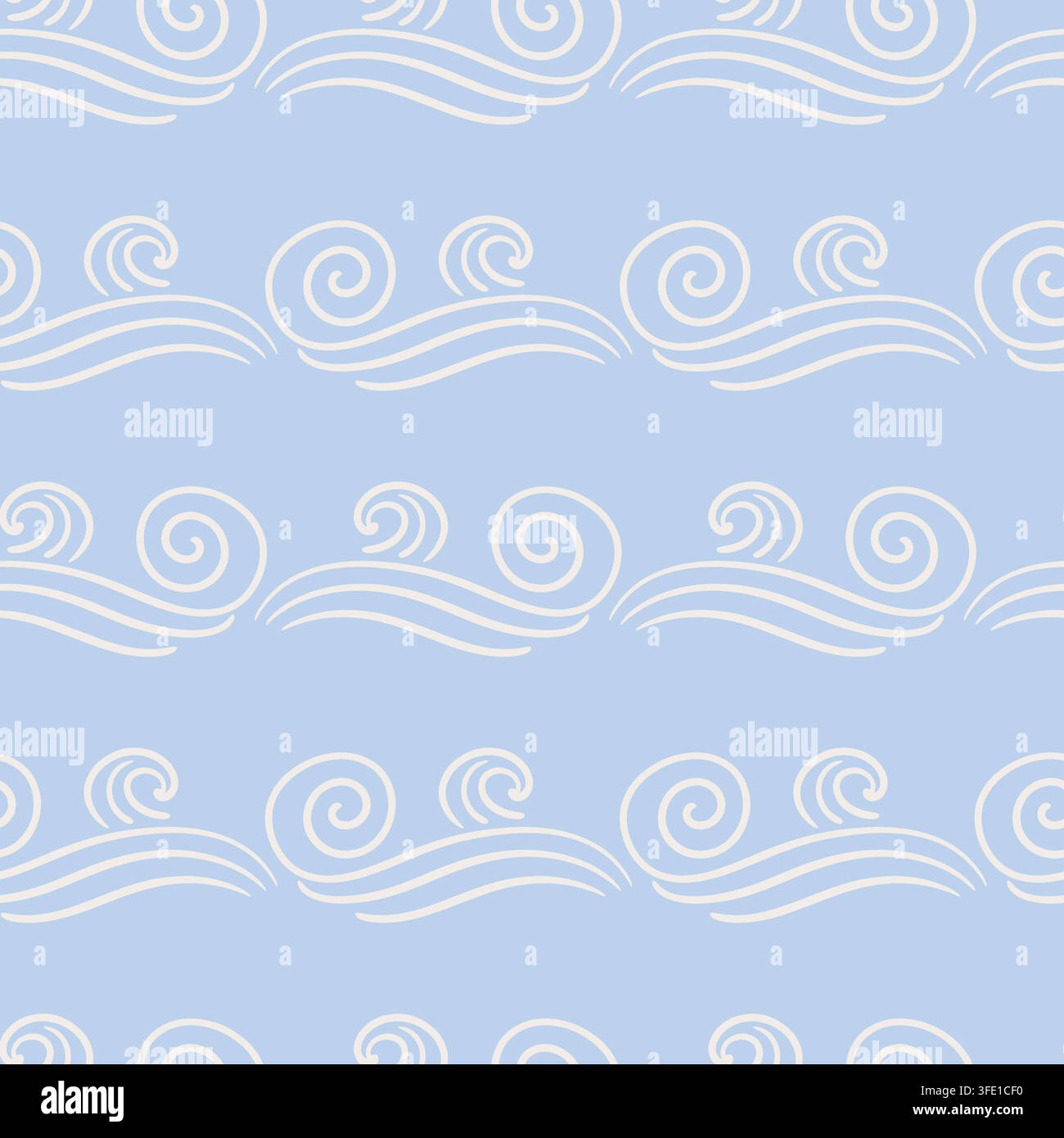 Japanese Asian Seamless blue pattern cloud waves Stock Vector