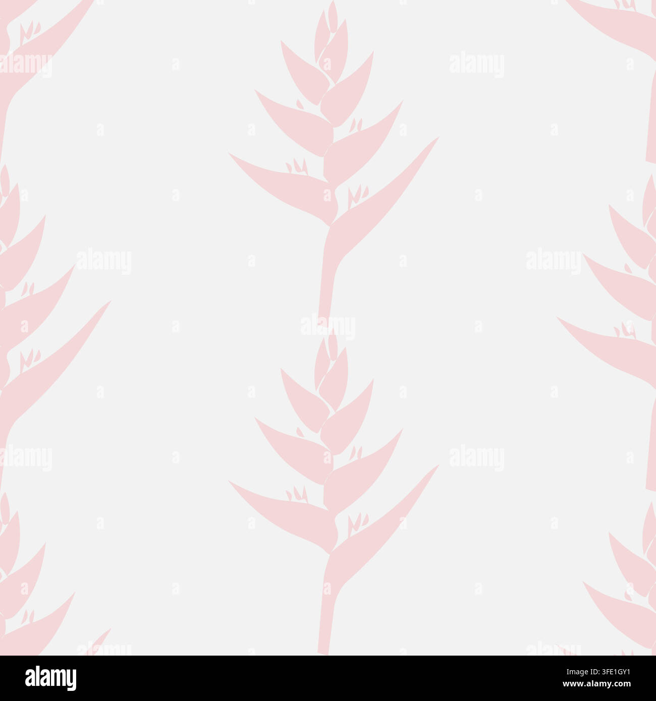 Seamless pattern with stylized tropical flower elements in soft pastel pink tones Stock Vector
