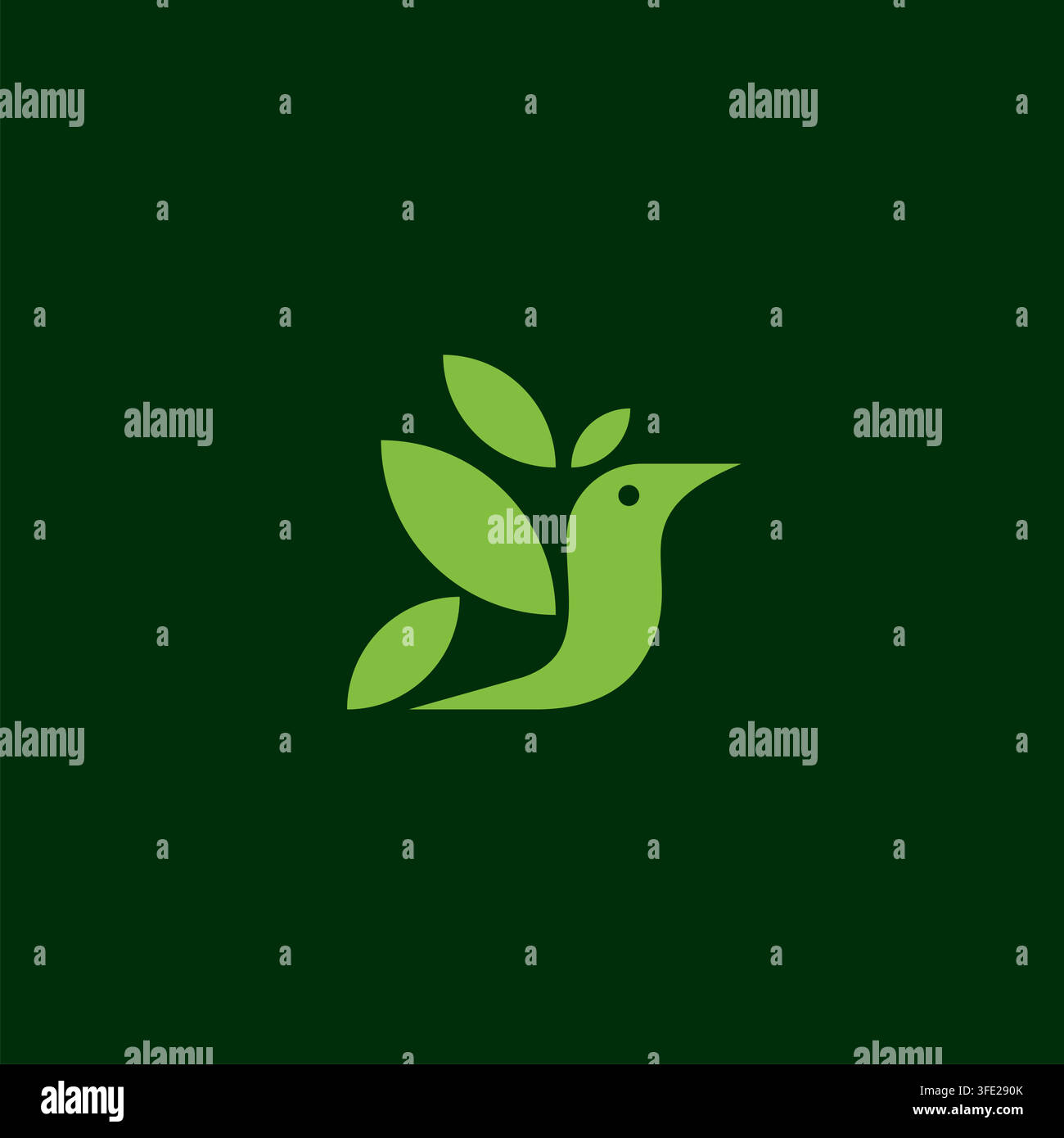 Bird Leaf Logo Vector Illustration. Bird Organic Icon Design Stock Vector