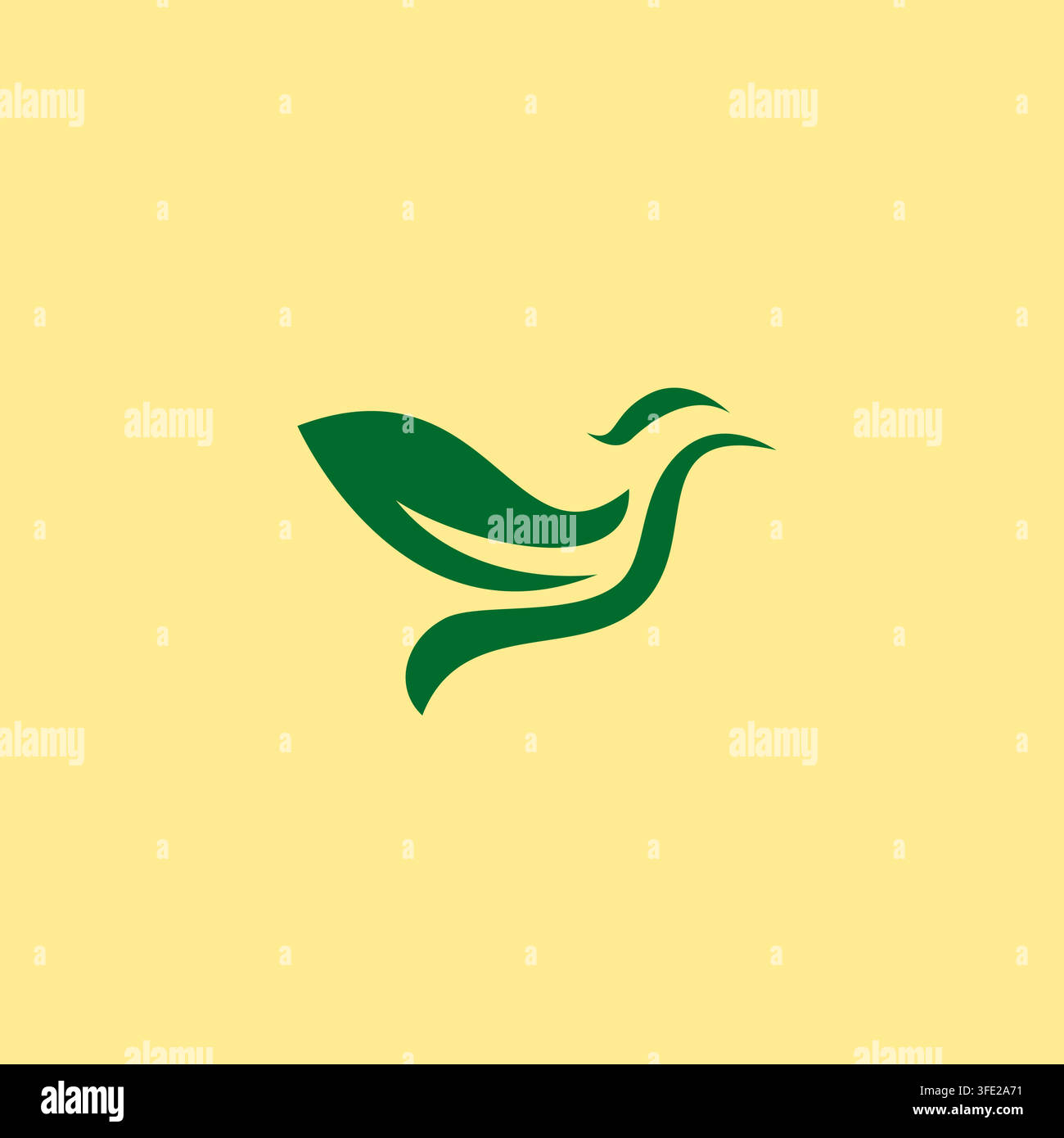 Bird Leaf Logo Vector Illustration. Bird Organic Icon Design Stock Vector