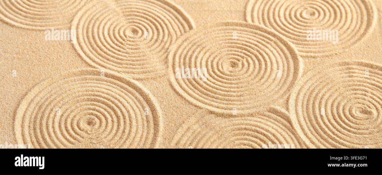 Sand circles close up background Stock Photo