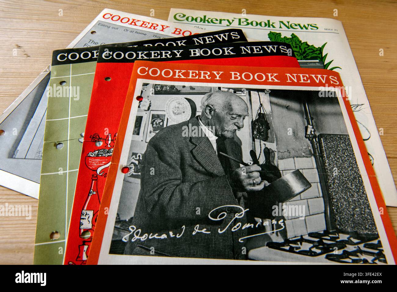 Cookery Book News leaflets from the Cookery Book Club om kitchen table Stock Photo