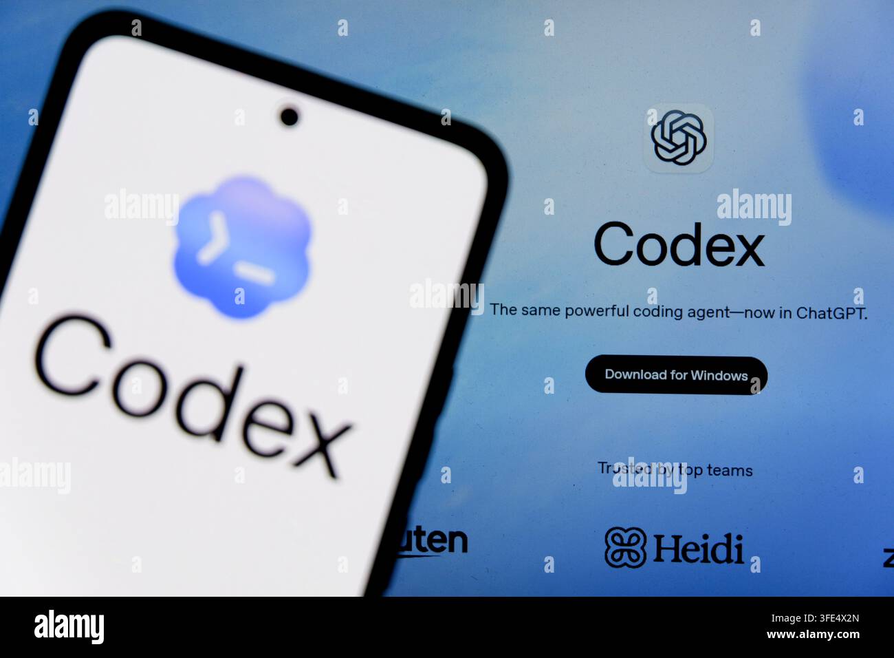 Bandung, West Java, Indonesia. 3rd Sep, 2026. In this photo illustration, the OpenAI's AI coding agent Codex logo is seen displayed on a smartphone screen and OpenAI Codex Website in the background. (Credit Image: © Algi Febri Sugita/ZUMA Press Wire) EDITORIAL USAGE ONLY! Not for Commercial USAGE! Stock Photo
