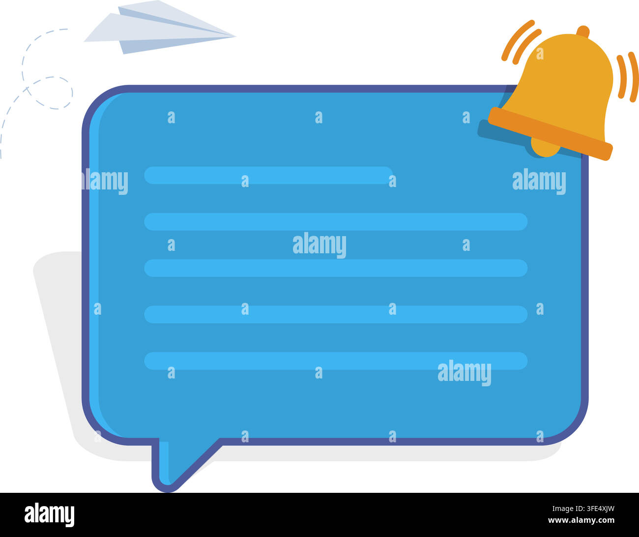 speech bubble icon with alert bell symbol for message notification interface design elements isolated on white background Stock Vector