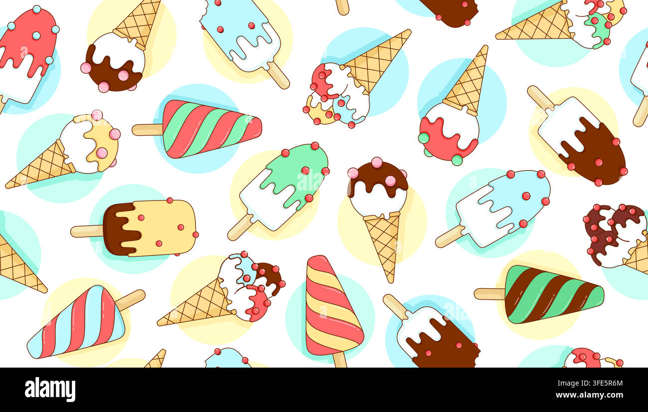 Ice cream scoop, seamless pattern Stock Vector