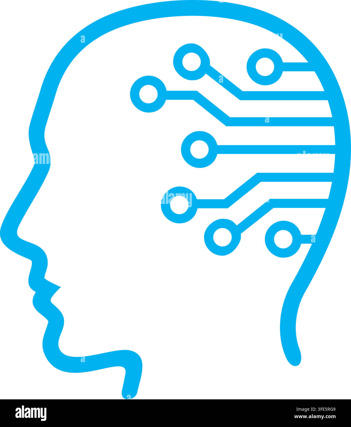 Artificial Intelligence Human Head with Circuit Board Pattern Stock Vector