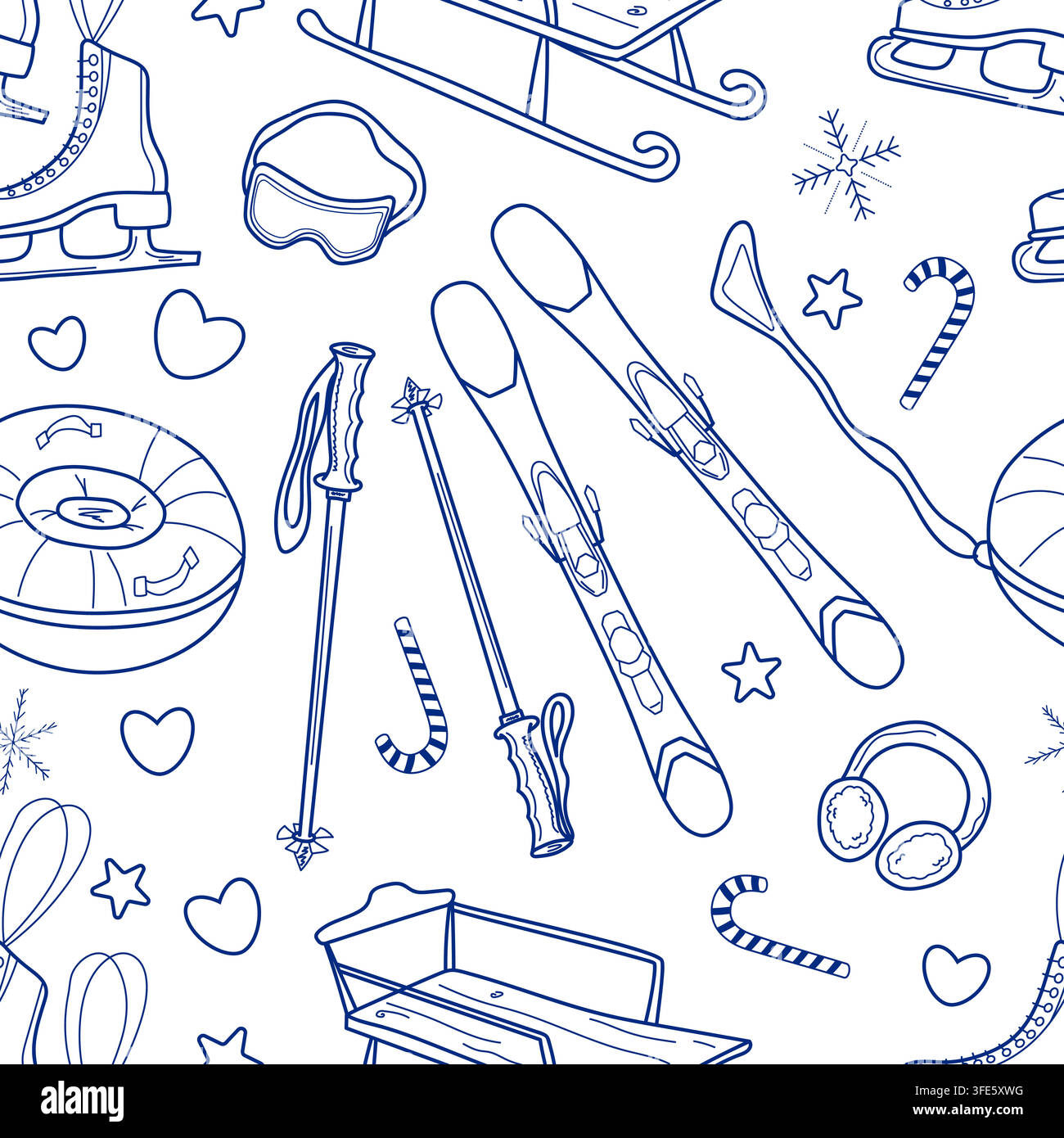 Winter sports seamless pattern Stock Vector