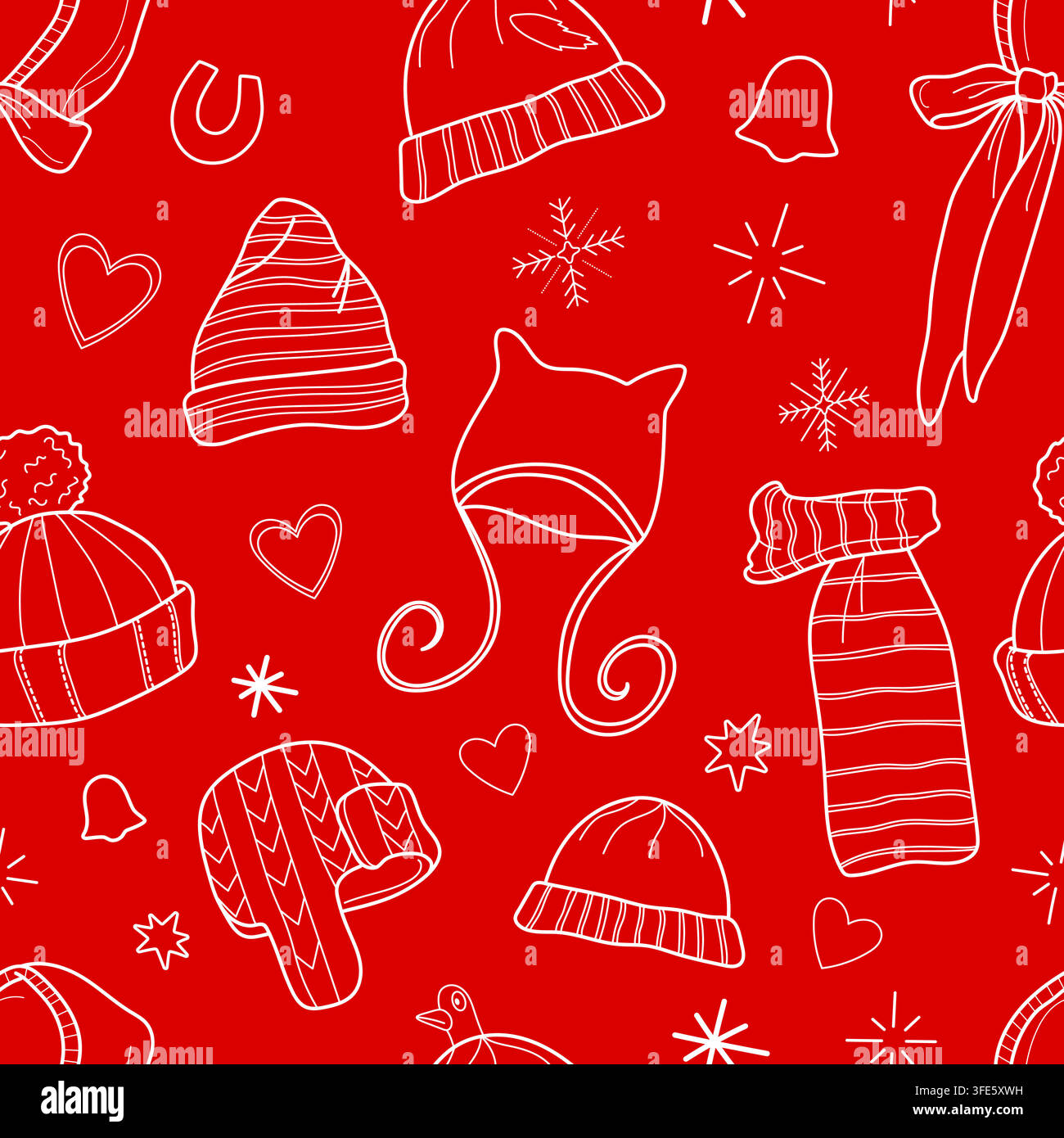 Winter accessories seamless pattern Stock Vector