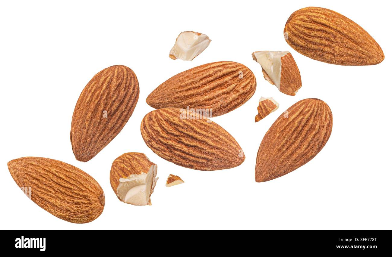 Almond nuts isolated on white background Stock Photo