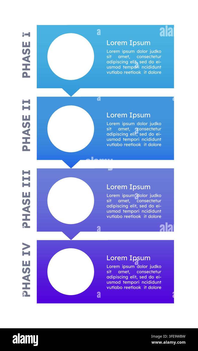 Vertical four phase process empty infographic template Stock Vector