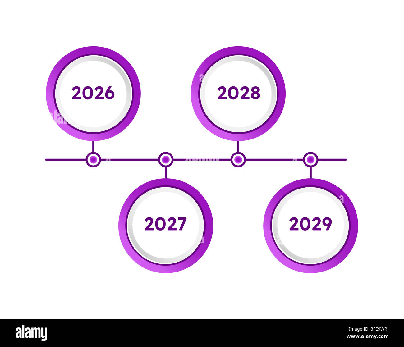 Purple timeline infographic 4 steps Stock Vector