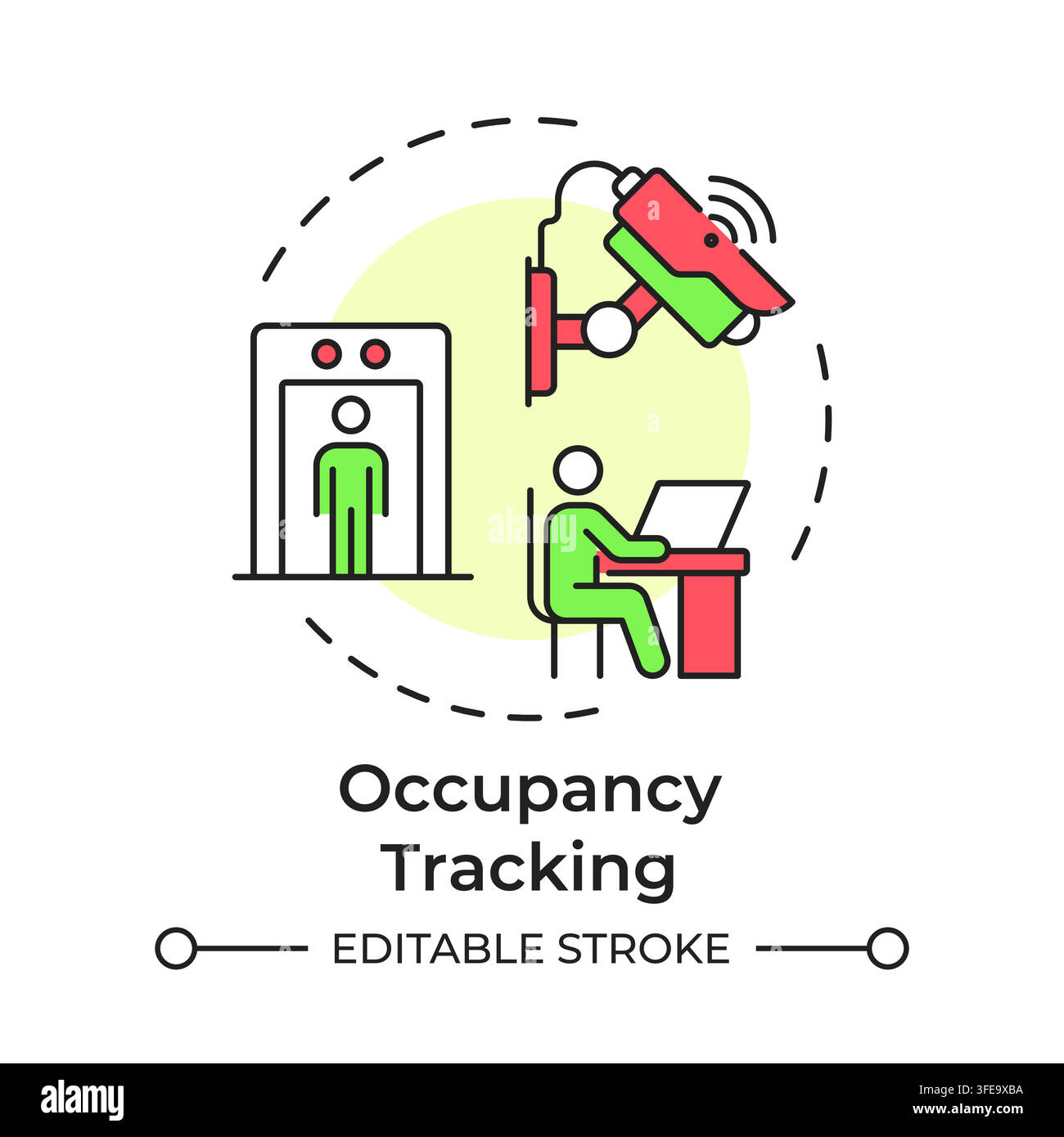 Occupancy tracking flat linear concept icon Stock Vector