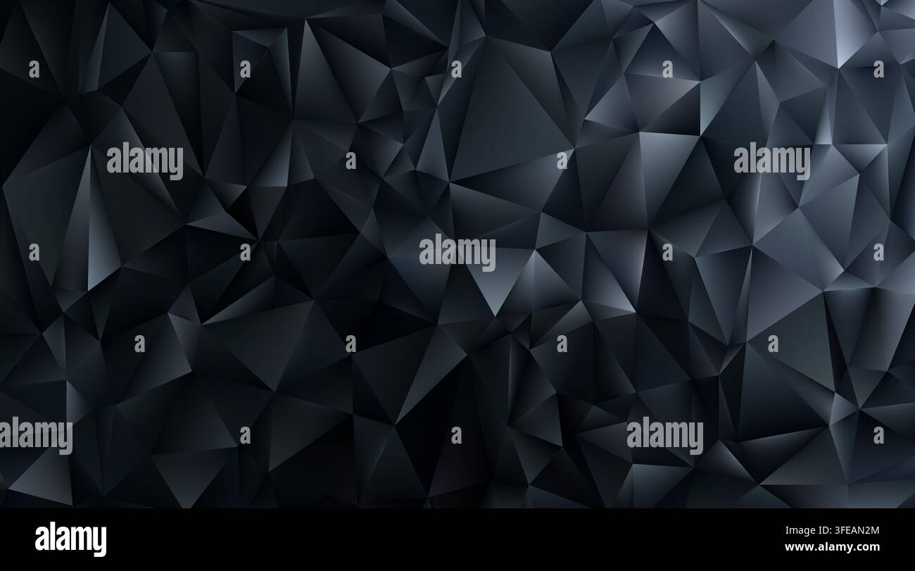 Dark faceted low poly background. Black geometric polygons. Stock Vector
