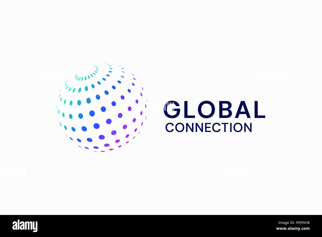 Global Tech Connection Logo Template with Dotted Sphere and Network Globe Icon Stock Vector
