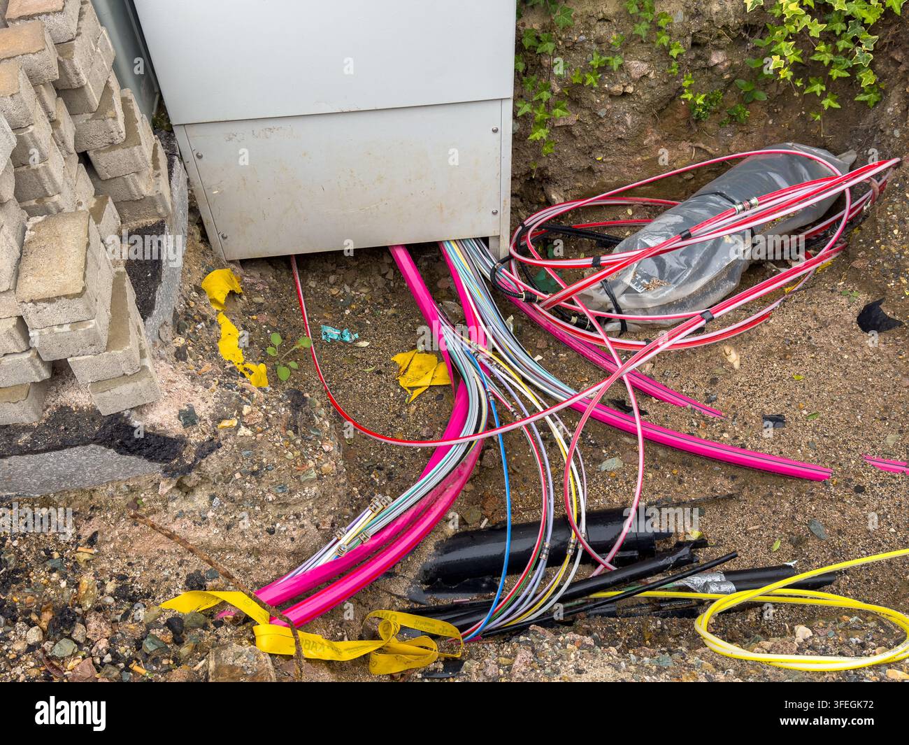 Fiber Optic Distribution Box for Modern City Internet Stock Photo