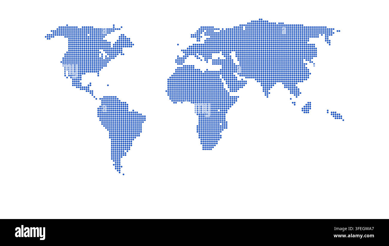 World map in dotted blue style Stock Vector