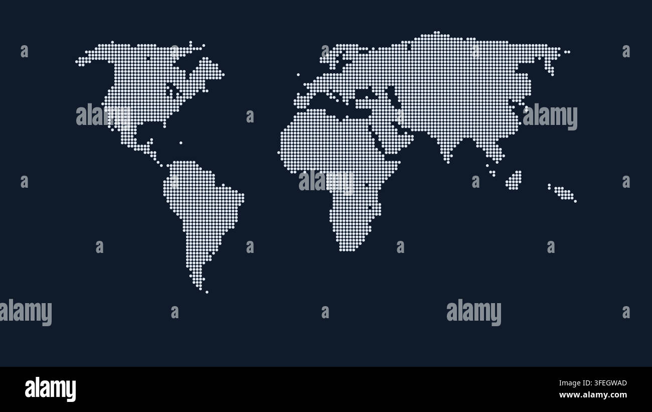 World map in dotted dark style Stock Vector