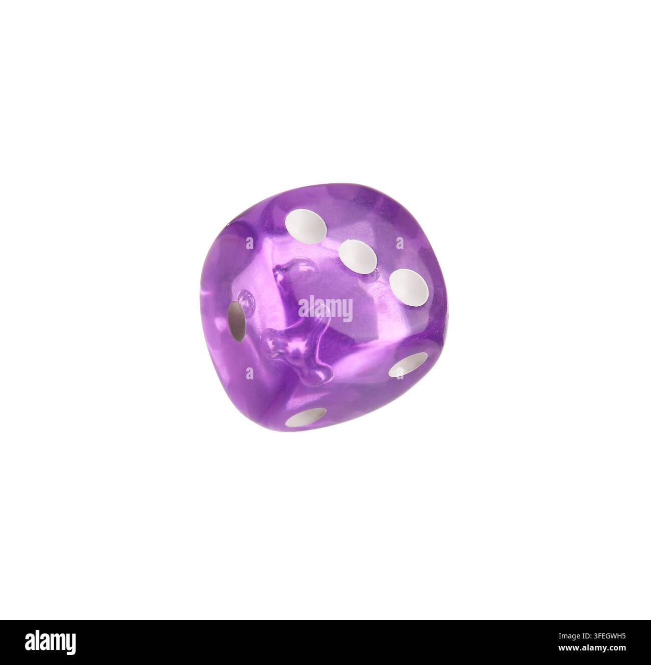 Purple dice on white background Stock Photo
