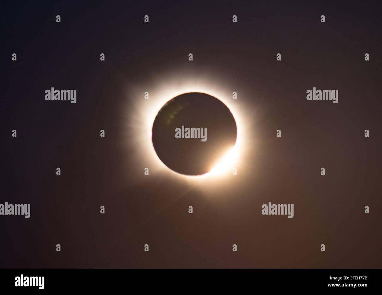 Spectacular Total Solar Eclipse and Glowing Solar Corona Stock Photo