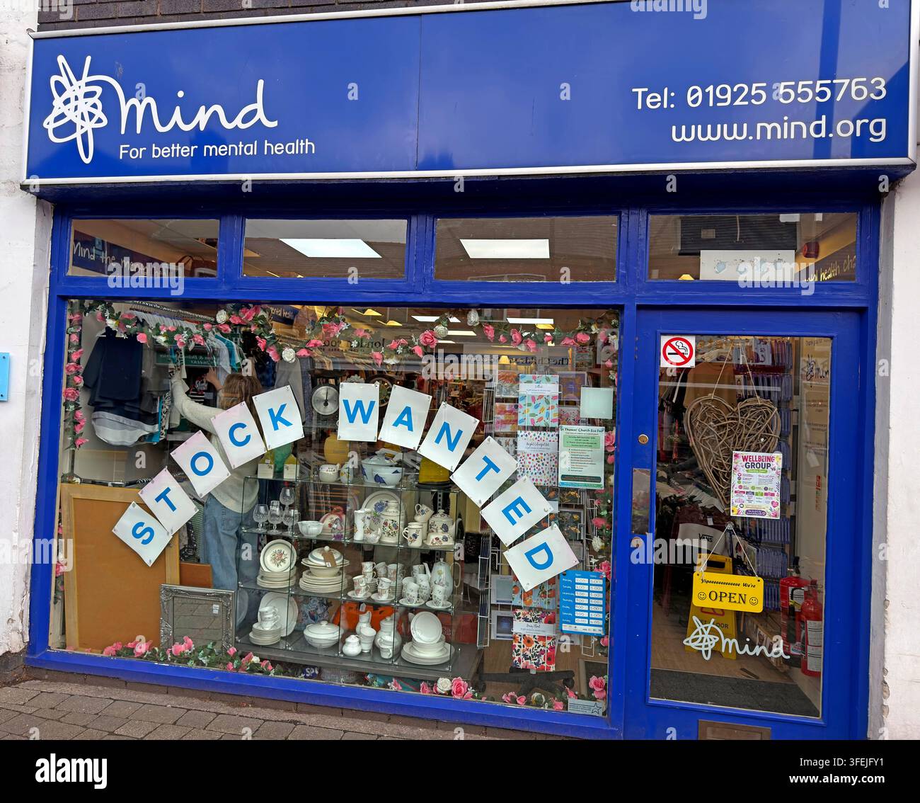 Mind charity shop in Stockton Heath asking for donated stock, Warrington, Cheshire. Stock Photo
