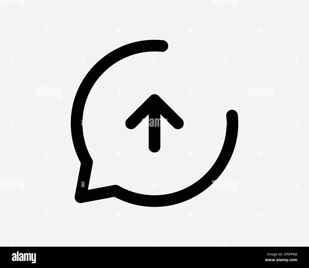 Chat Bubble Up Arrow Icon Reply Forward Respond Send Outline Sign Speech Comment Conversation Pointer Symbol Stock Vector