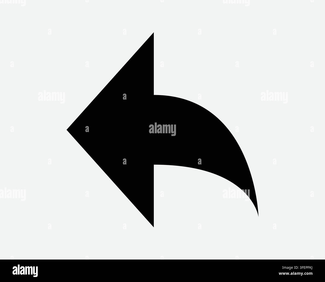 Back Curved Arrow Icon Previous Before Side Beside Black Vector Shape Return Button Symbol Left West Pointer Stock Vector
