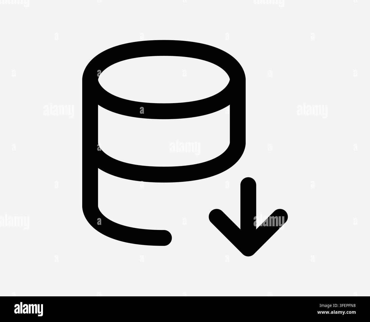 Database Download Line Icon Database Arrow Down Decrease Outline Shape Storage Server Management Sign Symbol Stock Vector