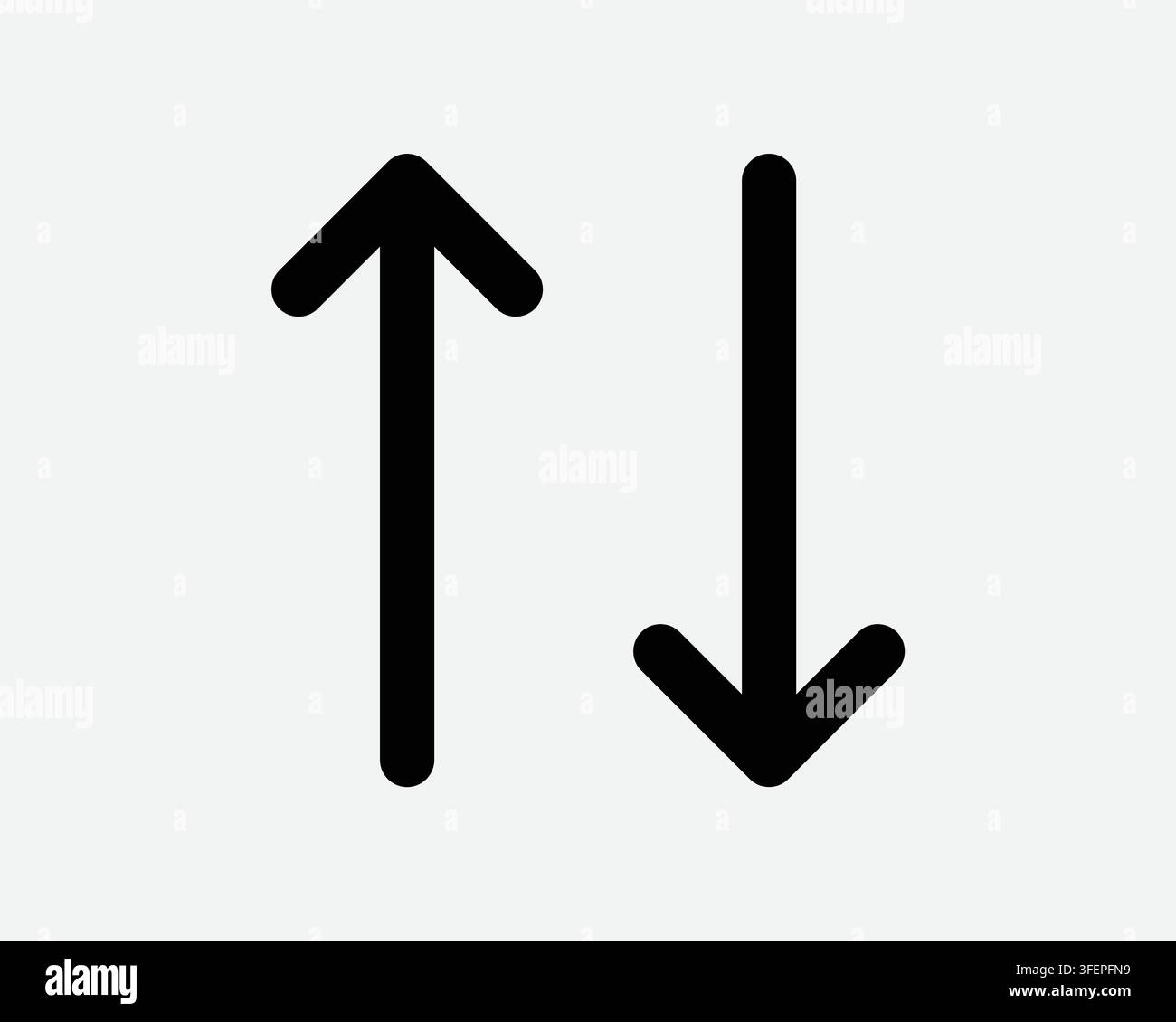 Up Down Arrow Line Icon Upload Download Data Transfer Above Below Sign North South Exchange Symbol Stock Vector