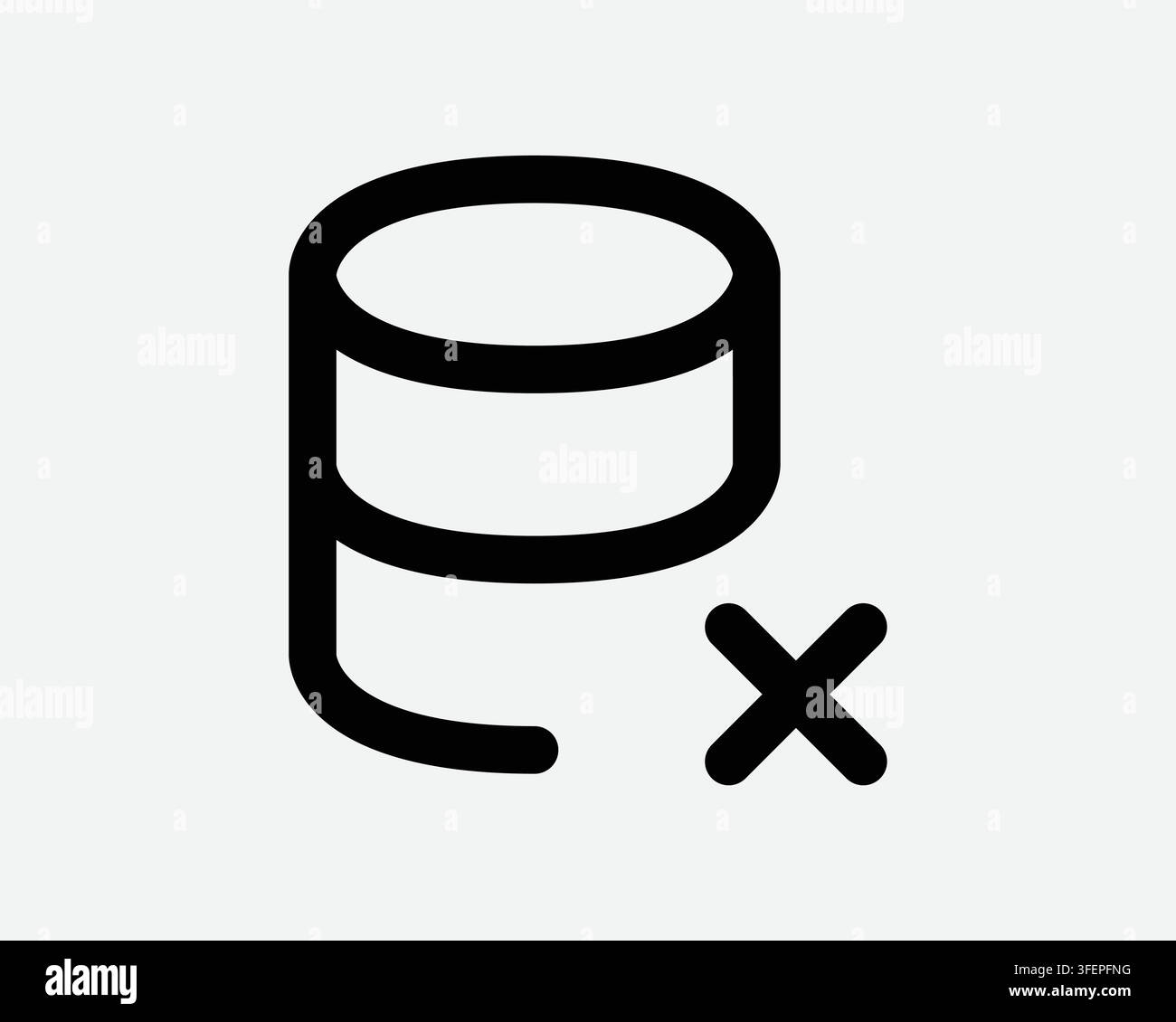 Database Error Line Icon Network Server Failure Cross Sign Computer Internet Data Problem Issue Delete Symbol Stock Vector