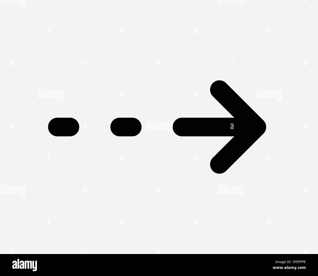 Dotted Line Arrow Pointing Right Side Icon Next Page Scroll Swipe Pointer Direction Symbol Path Sign Stock Vector