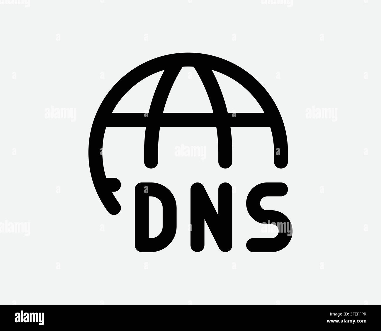DNS Line Icon Network Global Earth Graphic Vector Black White Data Access Internet Symbol Computer Server Sign Stock Vector