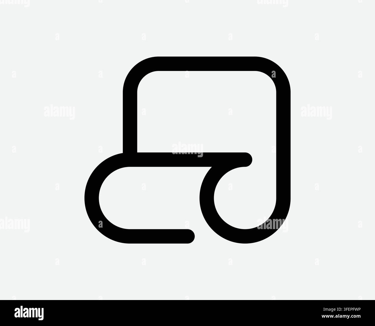 Manuscript Line Icon Parchment Paper Roll Script Document Text Outline Shape Black White Vector Symbol Stock Vector