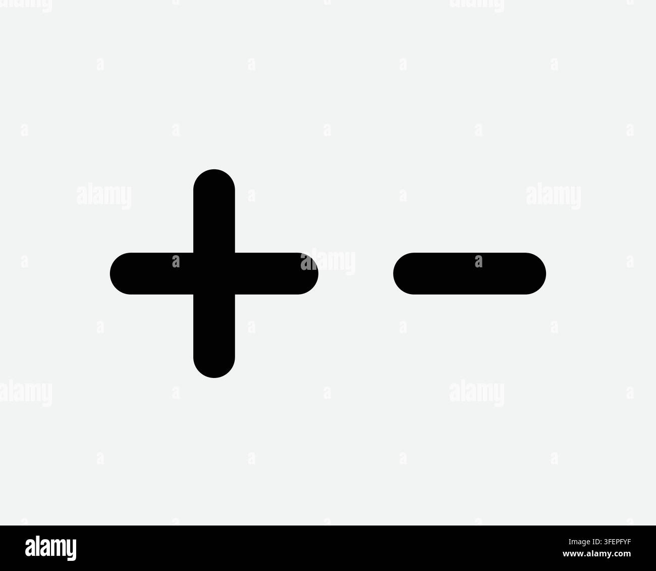 Plus Minus Sign Add Less Zoom In Out Symbol Positive Negative Terminal Icon Increase Decrease Up Down Stock Vector