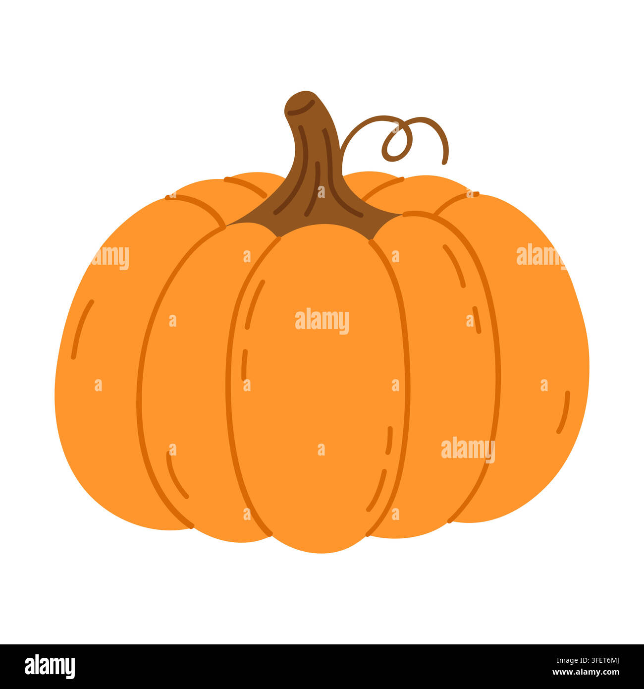 Simple Orange Pumpkin Isolated on White Background. Vector illustration Stock Vector
