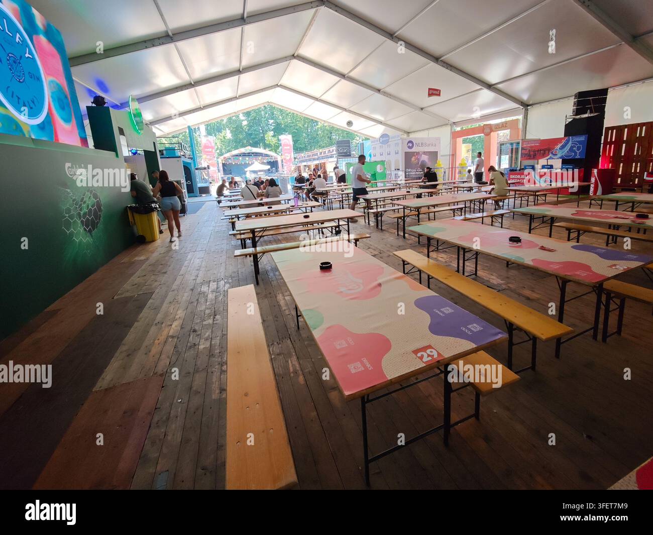 Sarajevo, Bosnia and Herzegovina-June 21 2026: Vibrant Outdoor Street Food Market  2026 at WIlsons Promenade - Smartphone Captured Stock Image