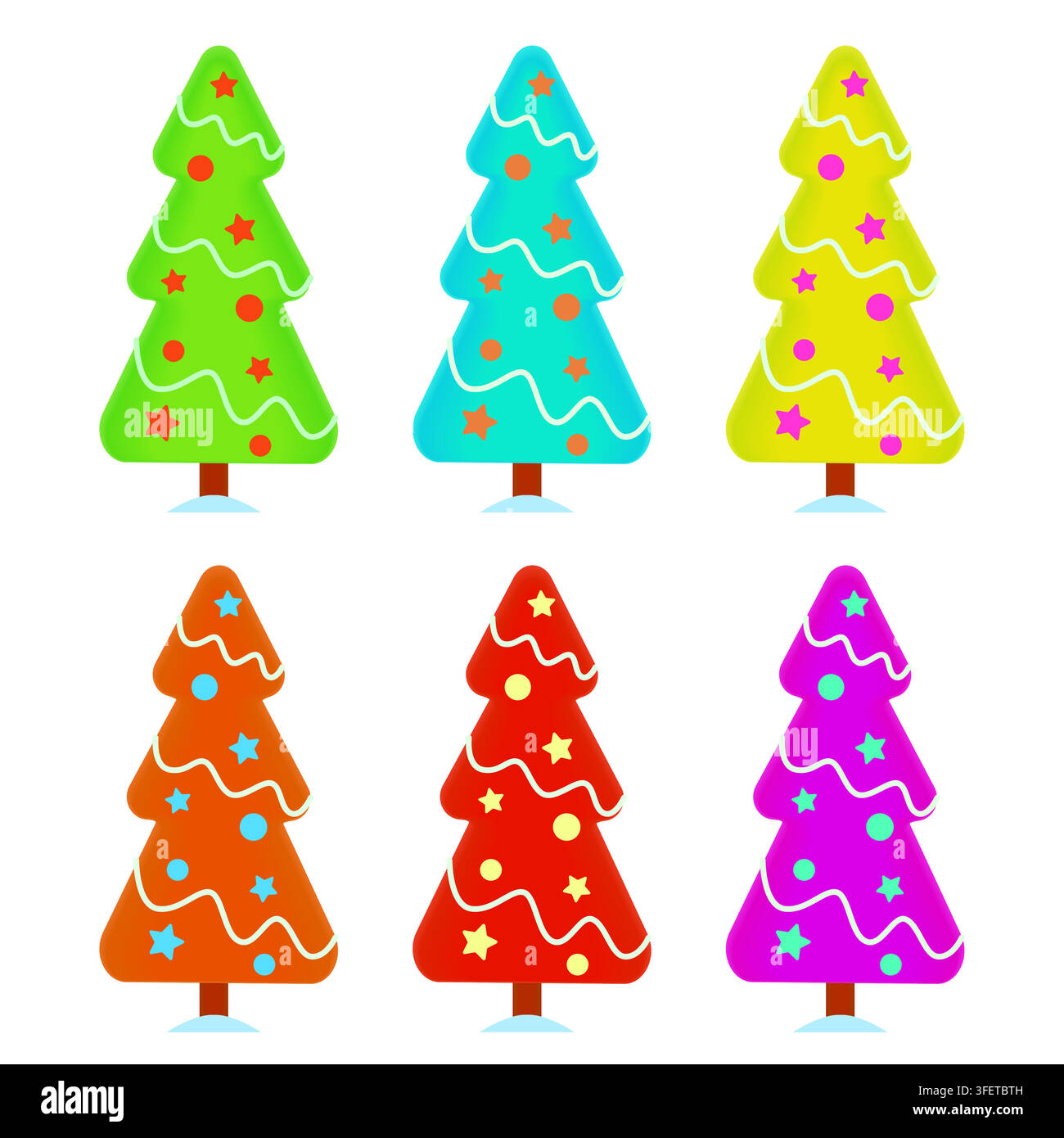 Christmas tree set. Isolated on white background Stock Vector