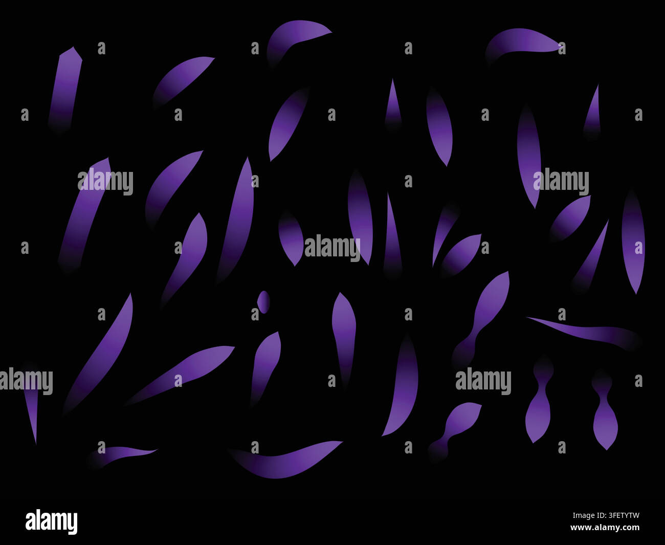 Abstract digital composition featuring glowing purple brush strokes on black Stock Vector