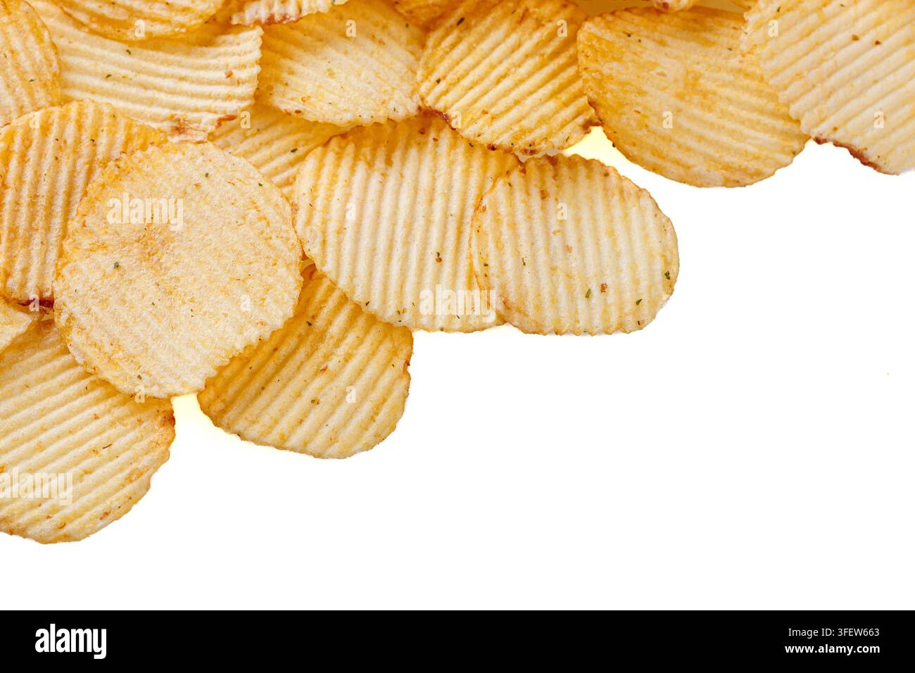 Lots of potato chips, texture close up Stock Photo