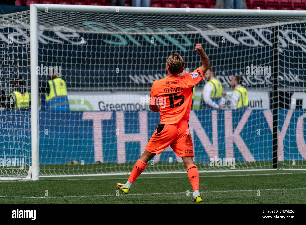 - 1 import static Images High Quality Grahic Wigan, UK, 5th Sep 2026: Stockport’s Ryan Glover applauds travelling ...