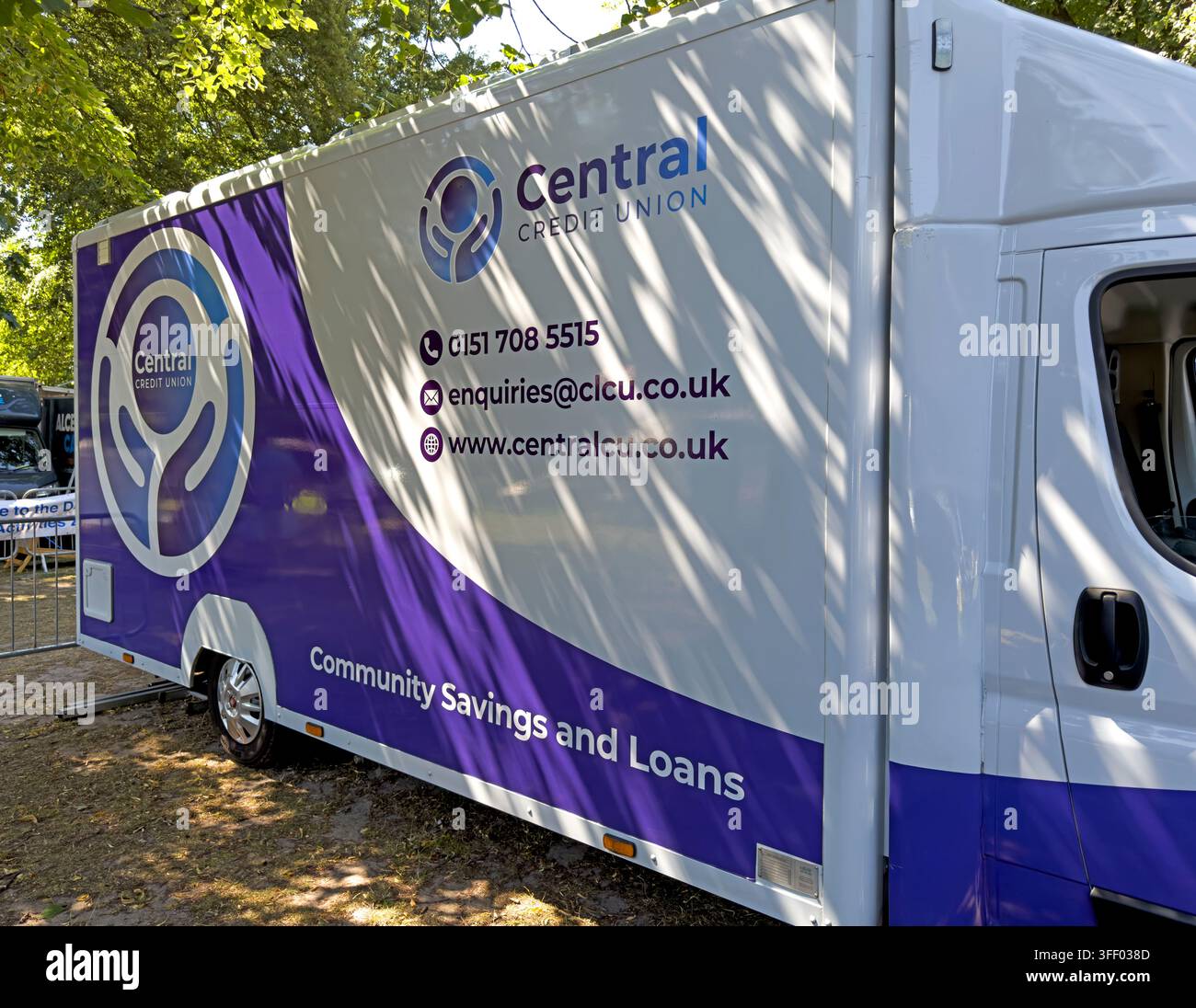 Central Credit Union mobile office van, taking savings, loan and financial-support services into communities across North West England. Stock Photo