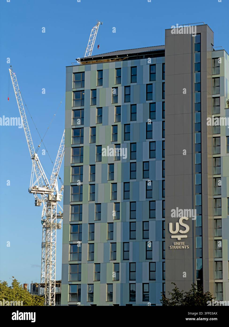 Unite Students Piccadilly Point tower near Manchester Piccadilly, purpose-built student accommodation serving the city universities. Stock Photo