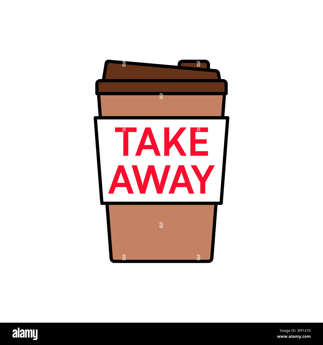 Brown Coffee Cup Red Take Away Text Icon Vector Illustration Stock Vector