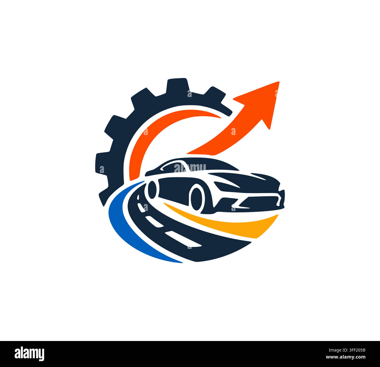 Modern Fast Car Gear Arrow Vector Logo For Auto Services Stock Vector